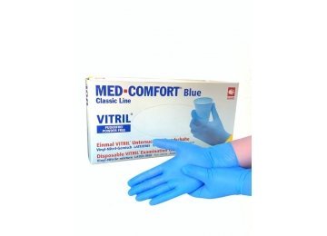 Перчатки витрил MED-COMFORT голубые L 100 шт